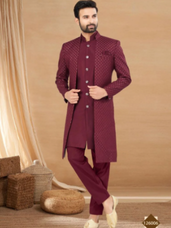 Royal Red Wedding Wear Indo Western Set