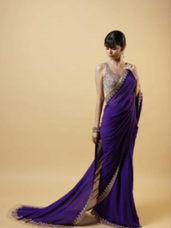 Graceful Faux Georgette Saree with Gold Thread Embroidery & Designer Blouse
