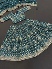 Charming Rama Kids Girls Jacquard Silk Lehenga Choli with Odhni