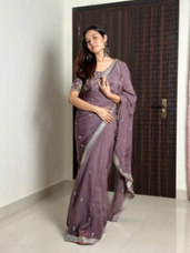 Pure Organza Saree with Heavy Zari and Sequin Embroidery Work